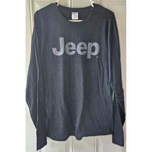 Jeep Logo Long Sleeve T Shirt Mens Large Black Graphic Tee